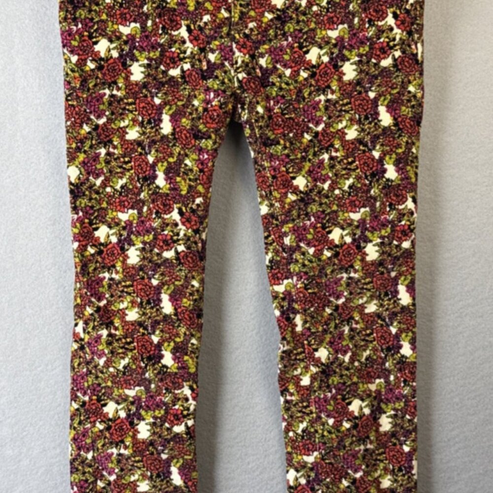We The Free People Sun Chaser Jeans Corduroy Floral Button Fly Skinny Size 24‎